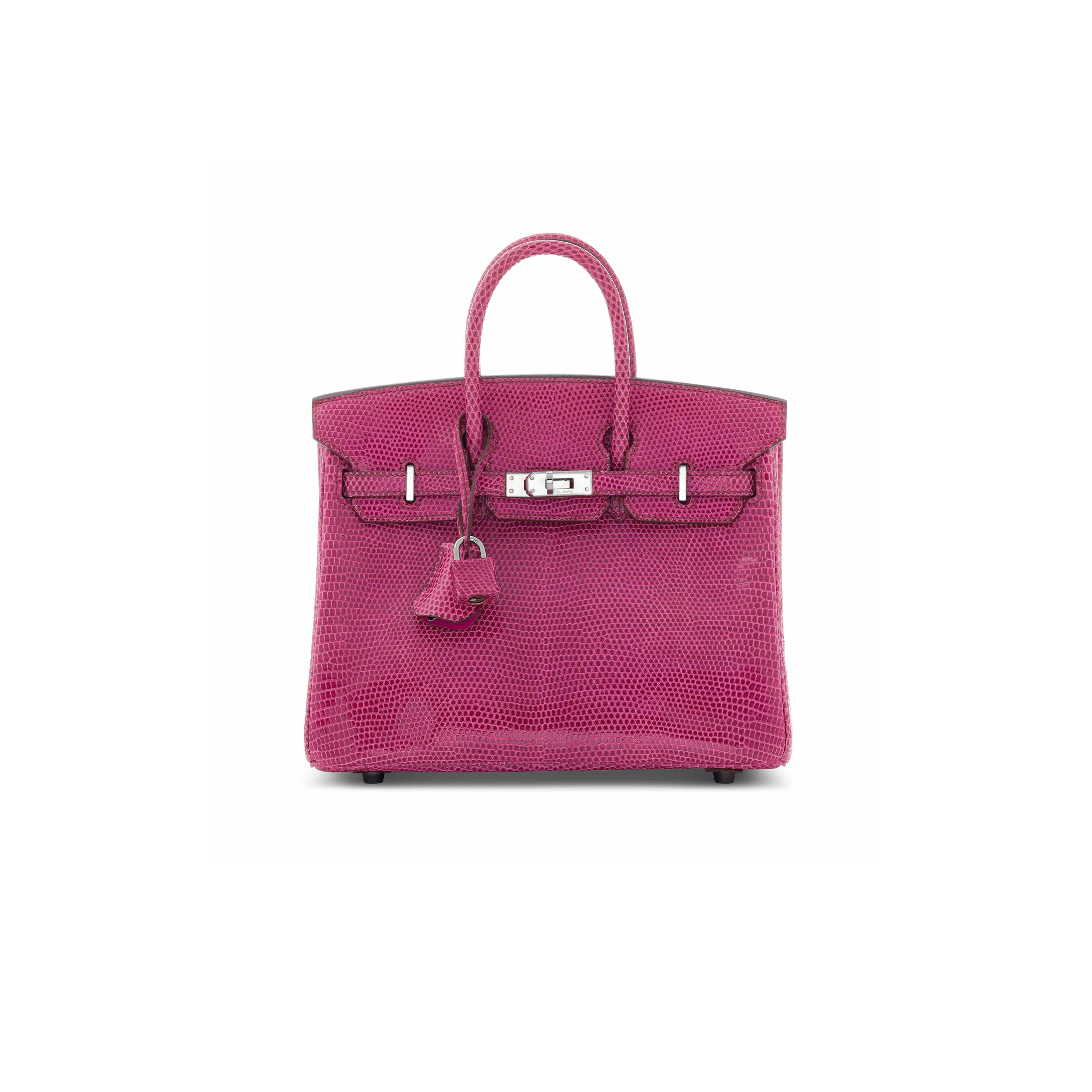 HERMÈS MASTER BIRKIN 30 LIZARD PINK SILVER BUCKLE H028352CA16 (30*22*16cm)